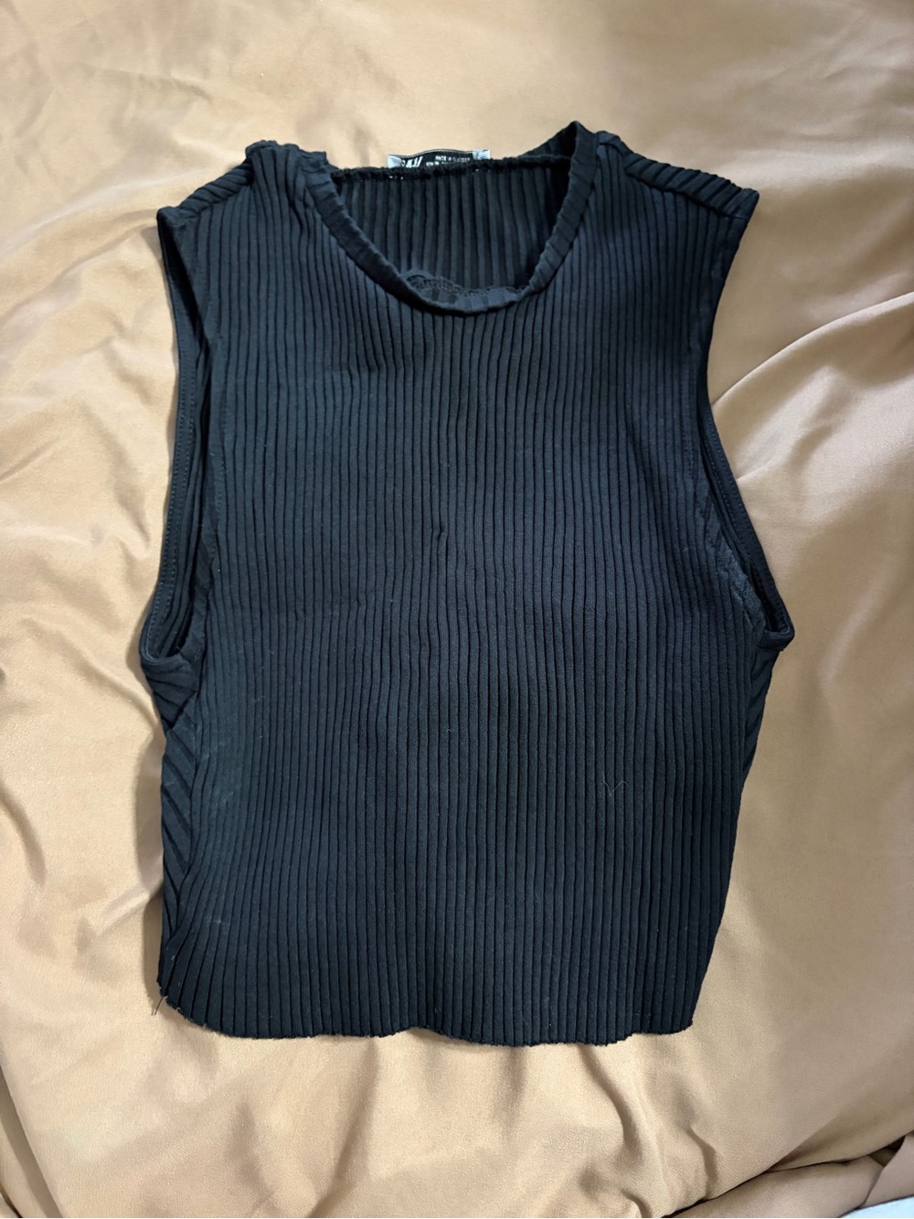 Zara Black Ribbed Sleeveless Tank Top